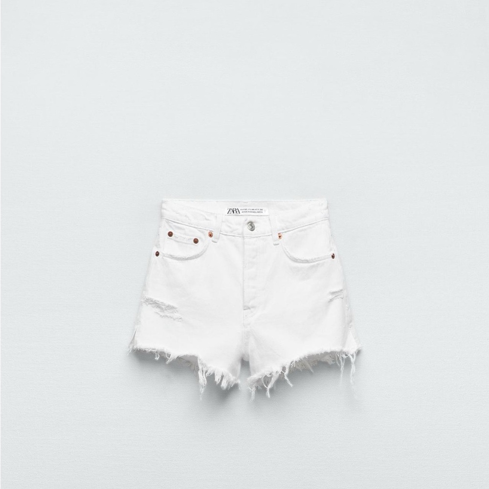 Size 2 high rise white denim shorts from Zara